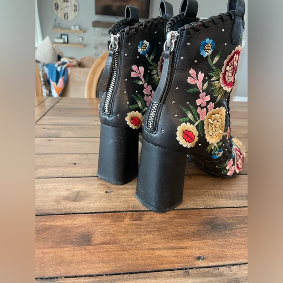 Alice + Olivia Myra Embroidered Leather Booties - Picture 8 of 14